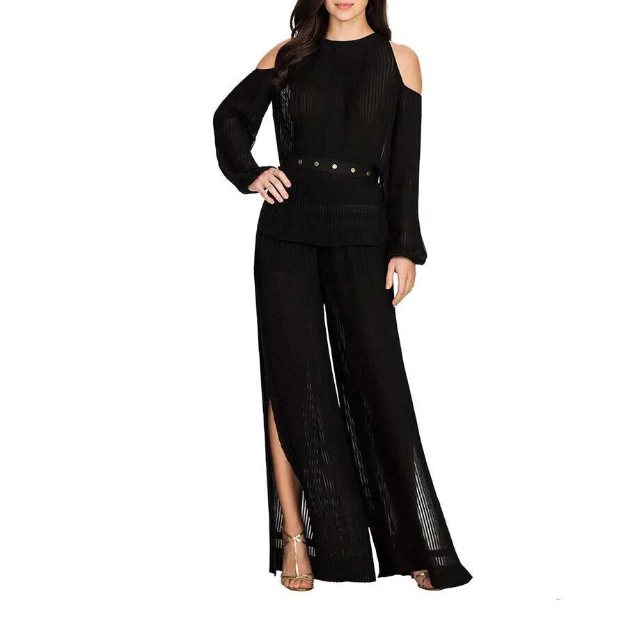 Maryam Pleated Long Sleeve Top - Meteorite