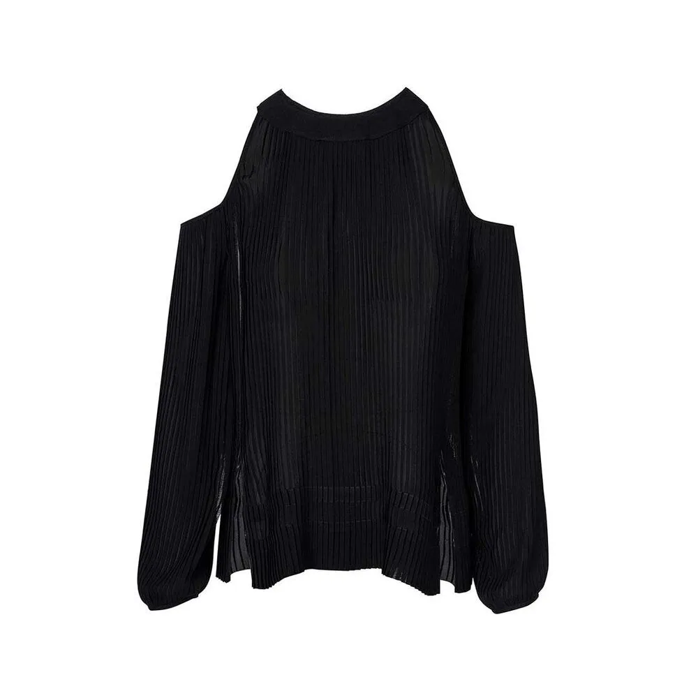 Maryam Pleated Long Sleeve Top - Meteorite