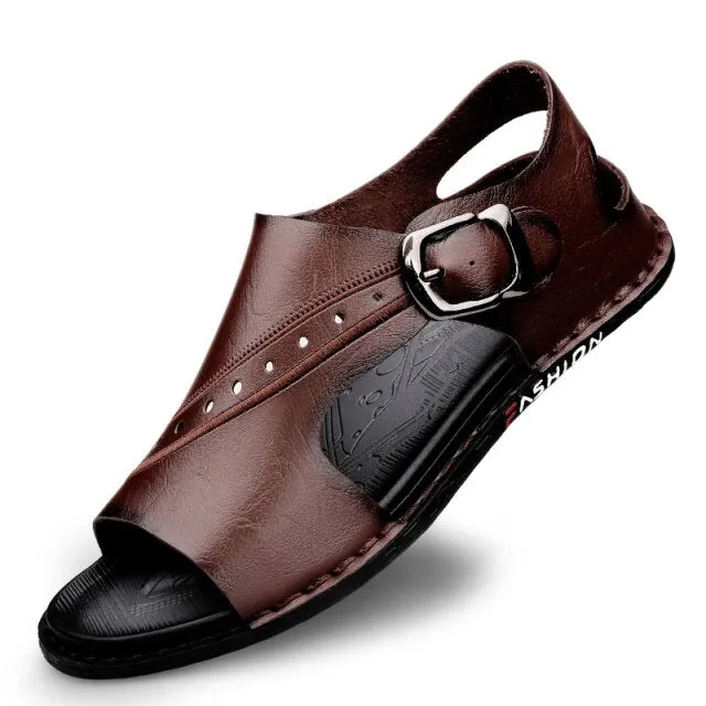 Men's Cow Leather Sandals Non-slip