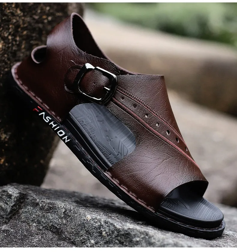 Men's Cow Leather Sandals Non-slip