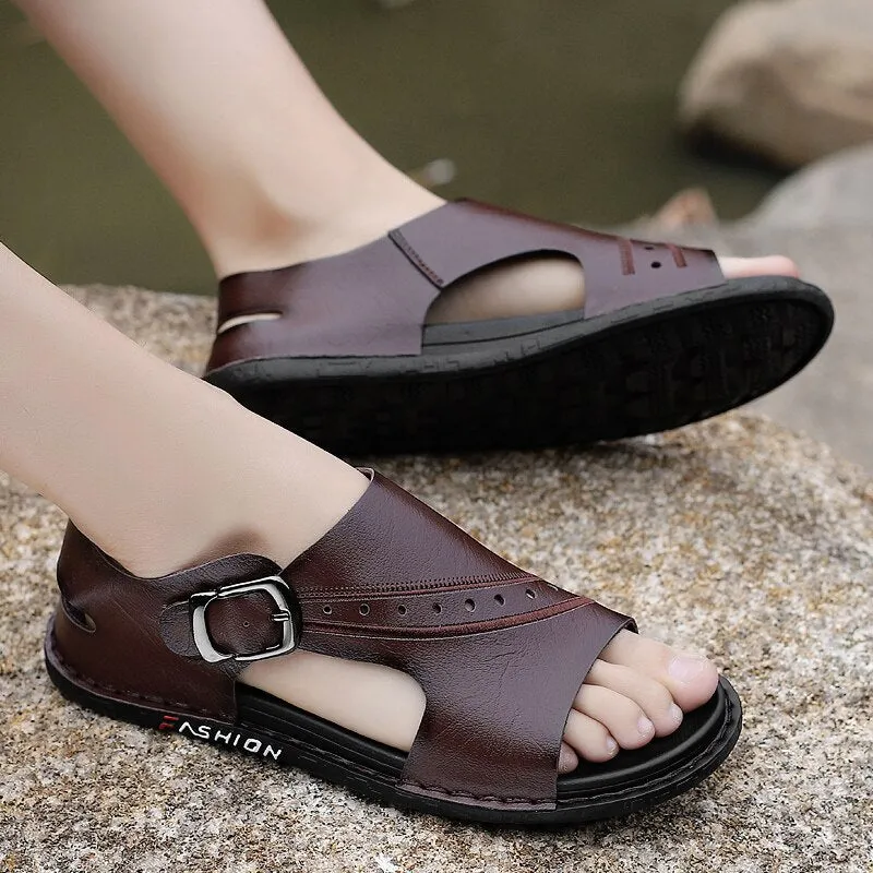 Men's Cow Leather Sandals Non-slip