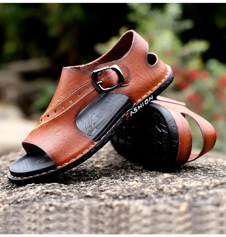 Men's Cow Leather Sandals Non-slip