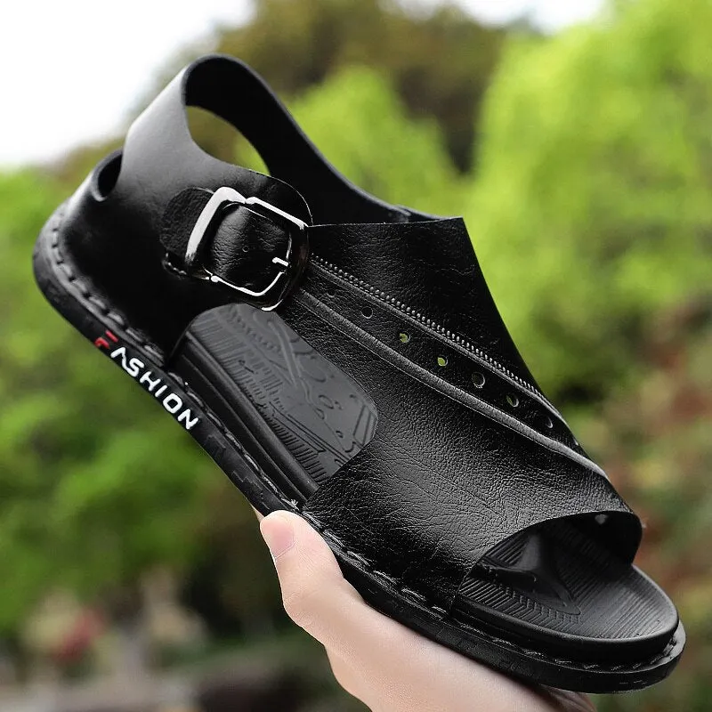 Men's Cow Leather Sandals Non-slip