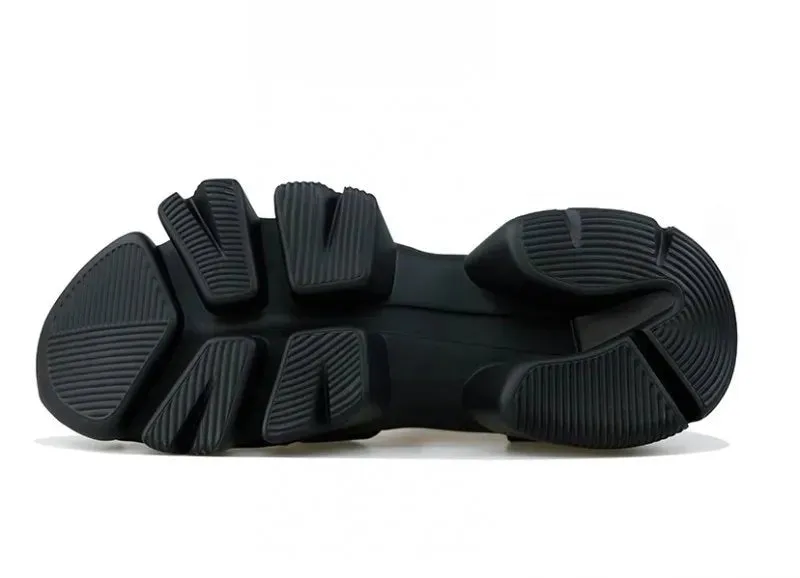 Men's Genuine Leather Gladiator Sandals with Buckle Strap and Thick Bottom