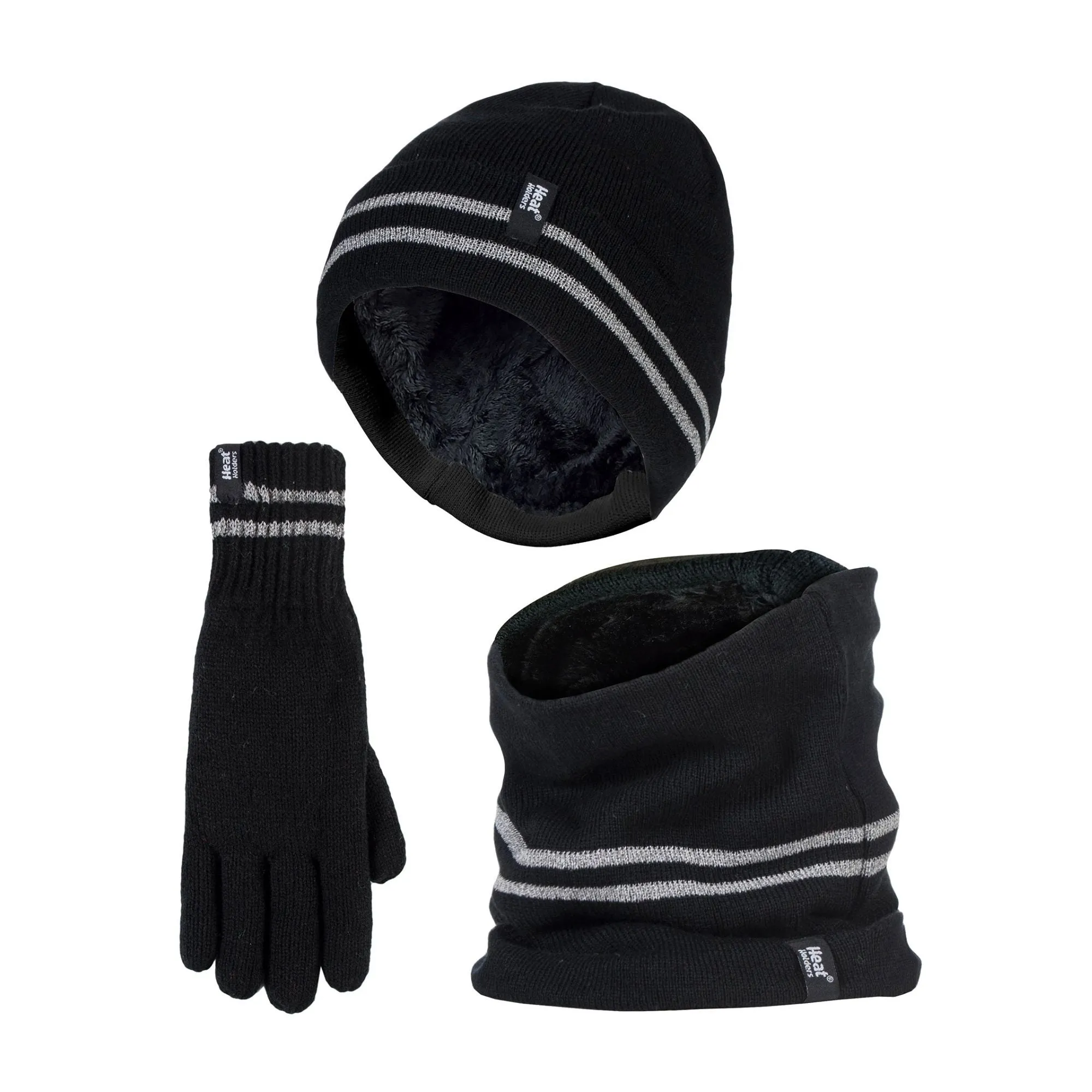 Mens Reflective Cold Weather Workwear Set: Hat, Neck Warmer & Gloves