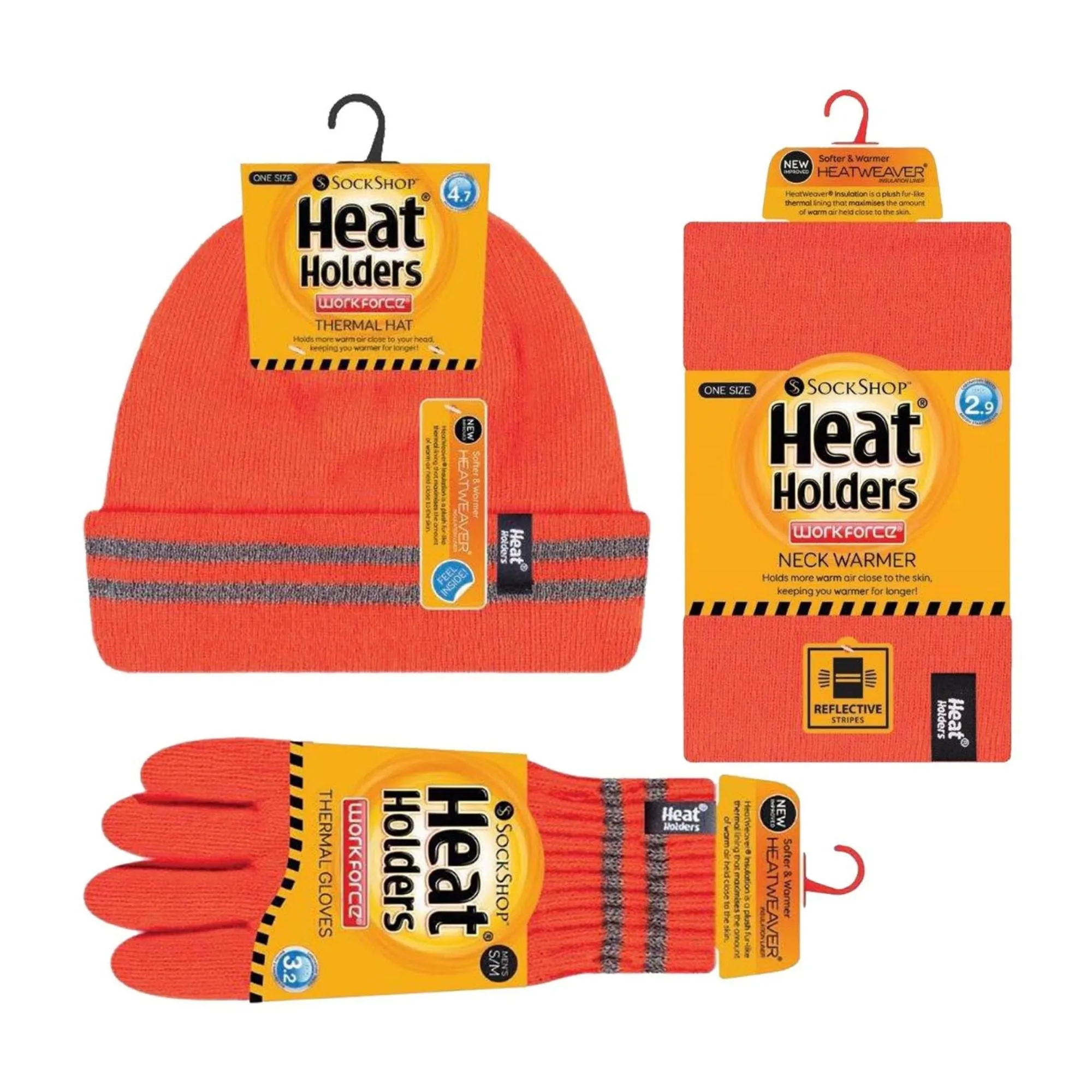 Mens Reflective Cold Weather Workwear Set: Hat, Neck Warmer & Gloves