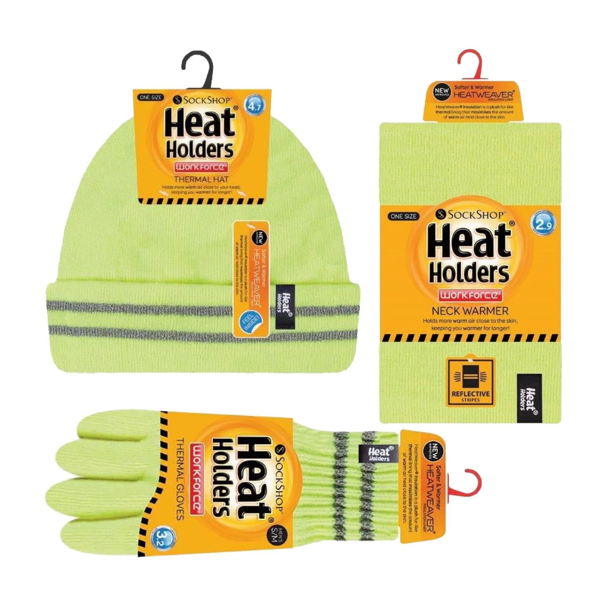 Mens Reflective Cold Weather Workwear Set: Hat, Neck Warmer & Gloves