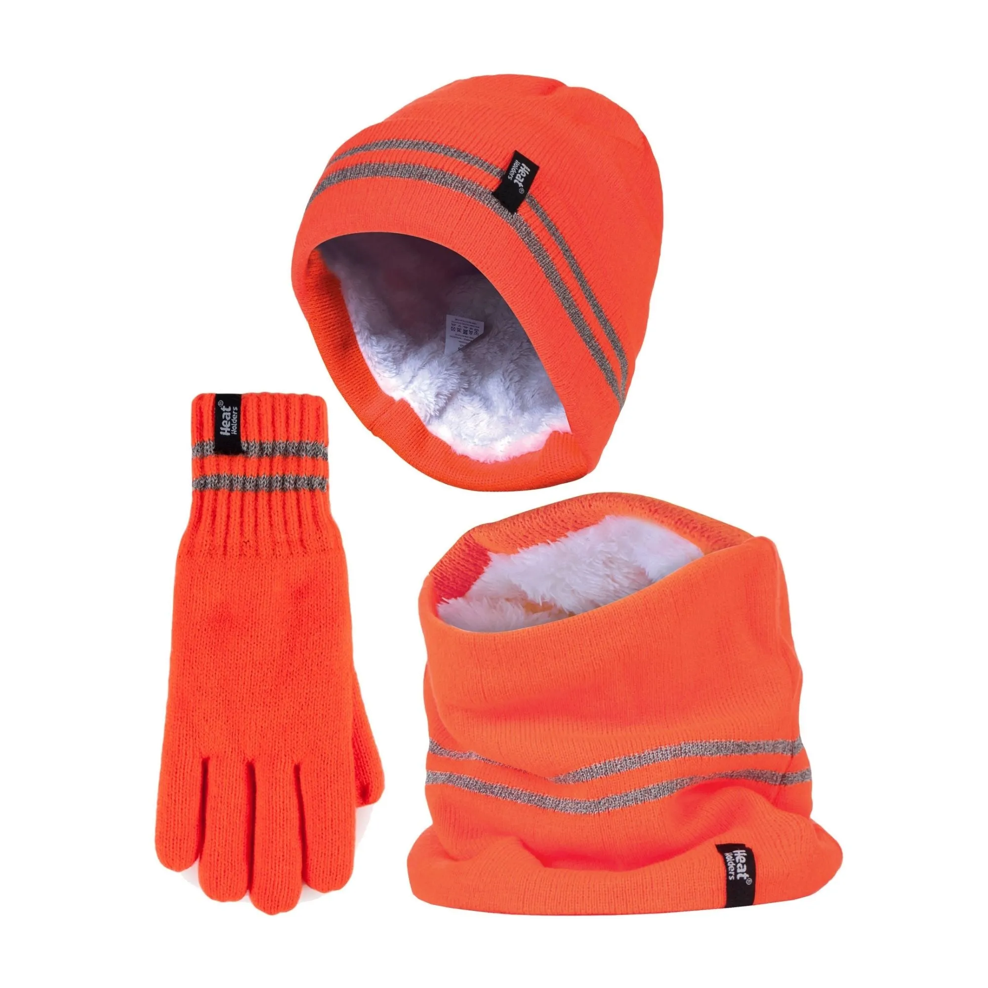 Mens Reflective Cold Weather Workwear Set: Hat, Neck Warmer & Gloves