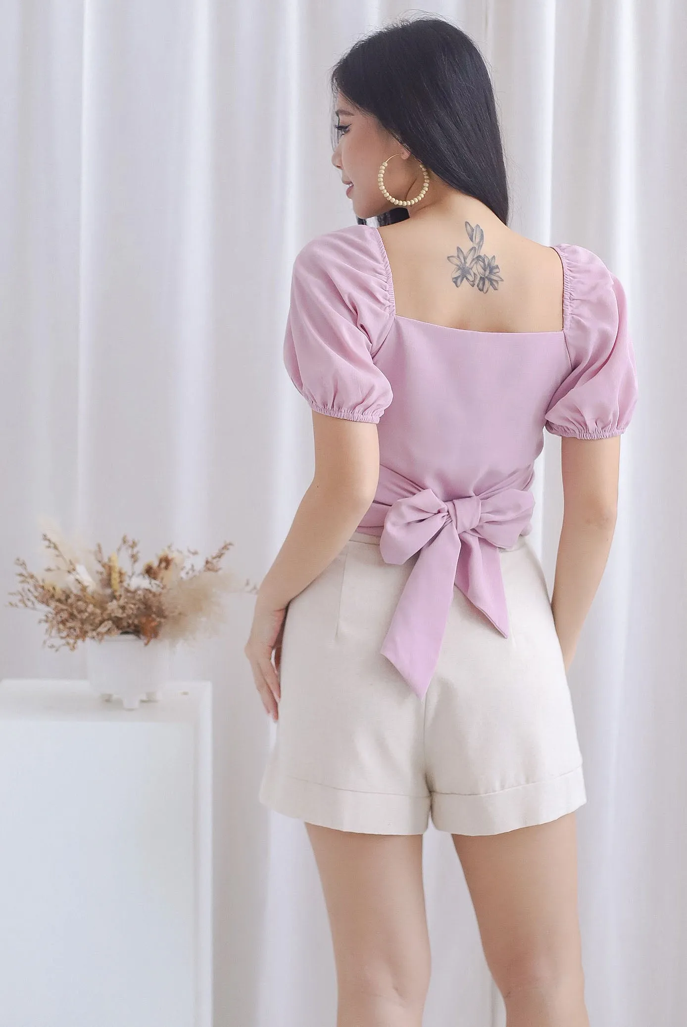 Michi Multiway Sash Tie Top In Pink