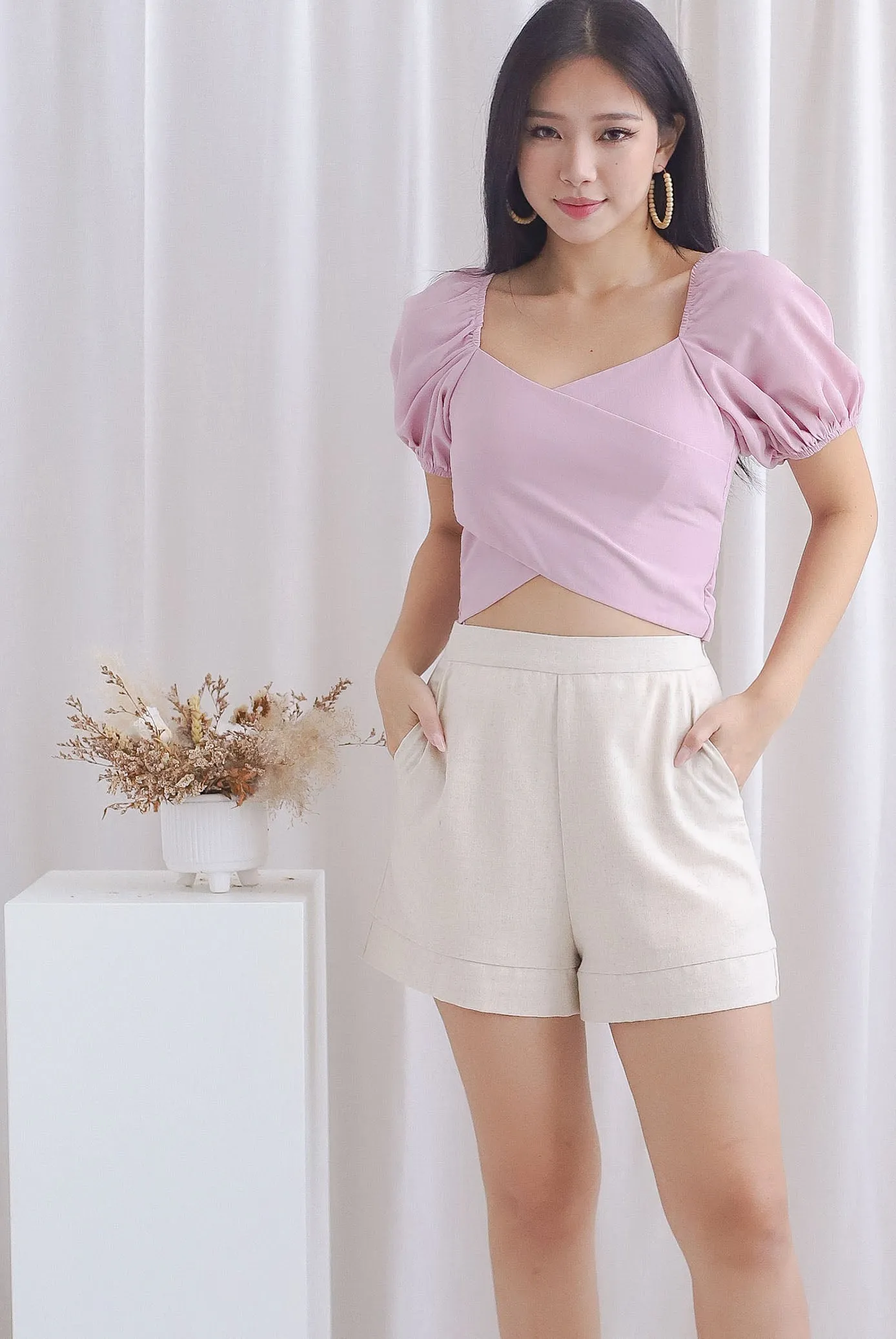 Michi Multiway Sash Tie Top In Pink