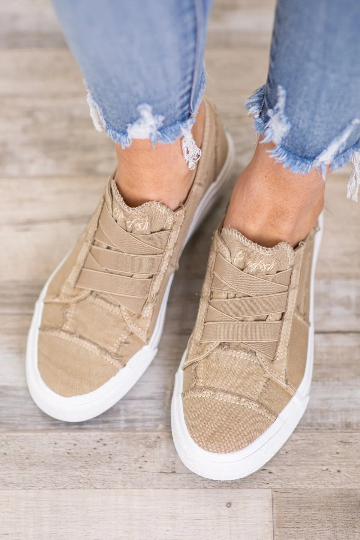 Mocha and White Slip On Sneakers