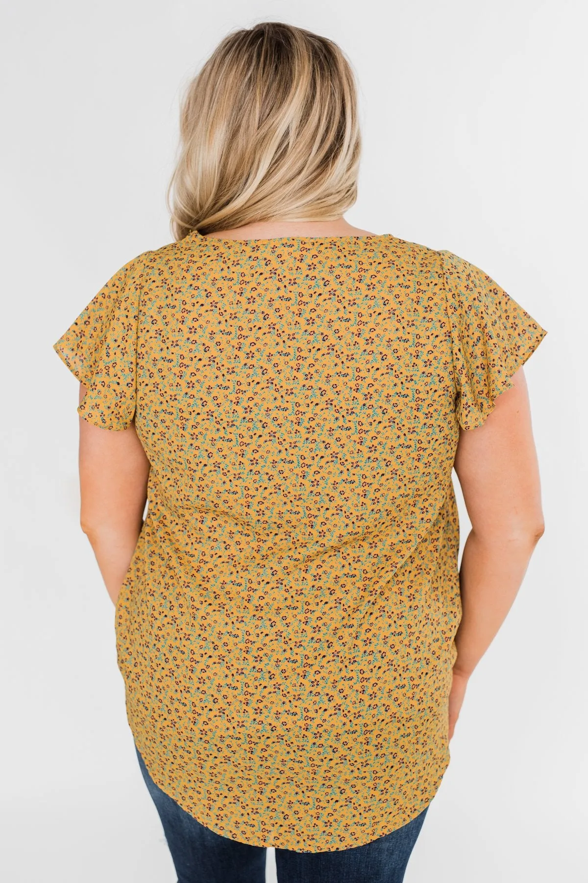 Moving On Floral Botton and Wrap Top- Mustard