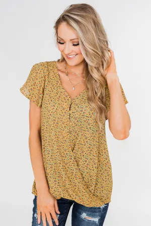Moving On Floral Botton and Wrap Top- Mustard