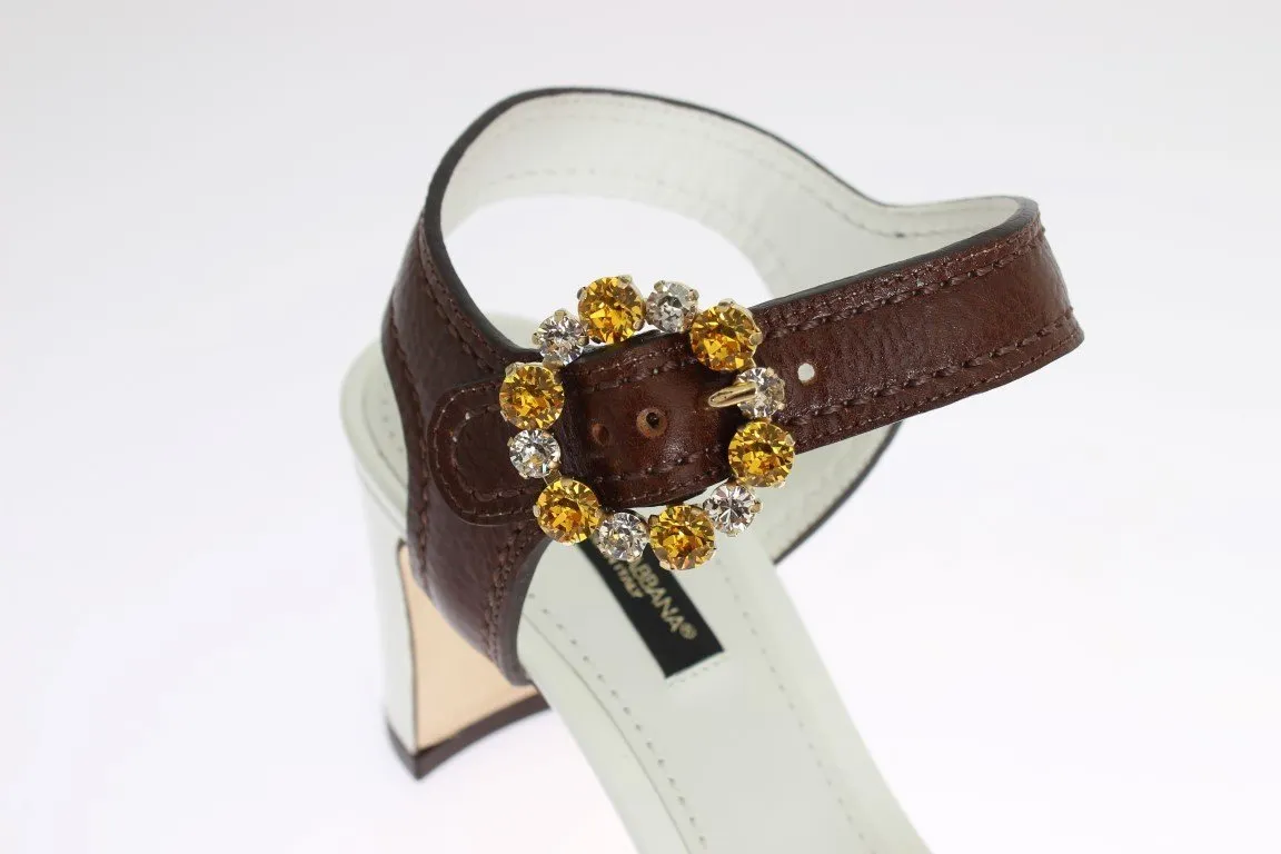 Multicolor Floral Print Crystal Strap Sandals