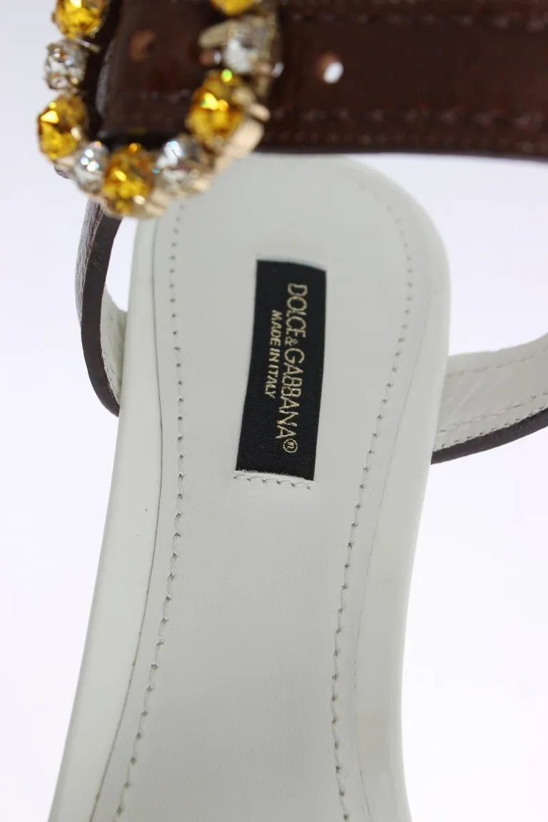 Multicolor Floral Print Crystal Strap Sandals