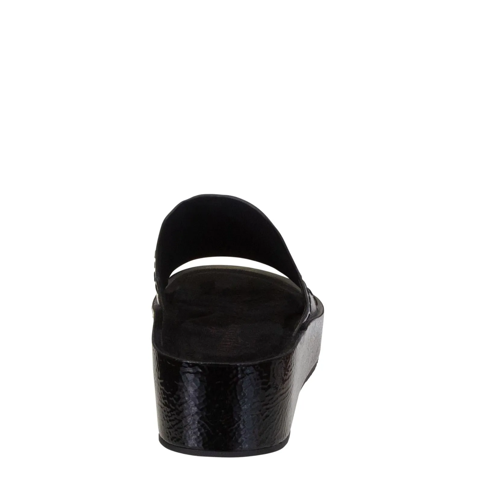 Naked Feet: RENO in BLACK PATENT Wedge Sandals