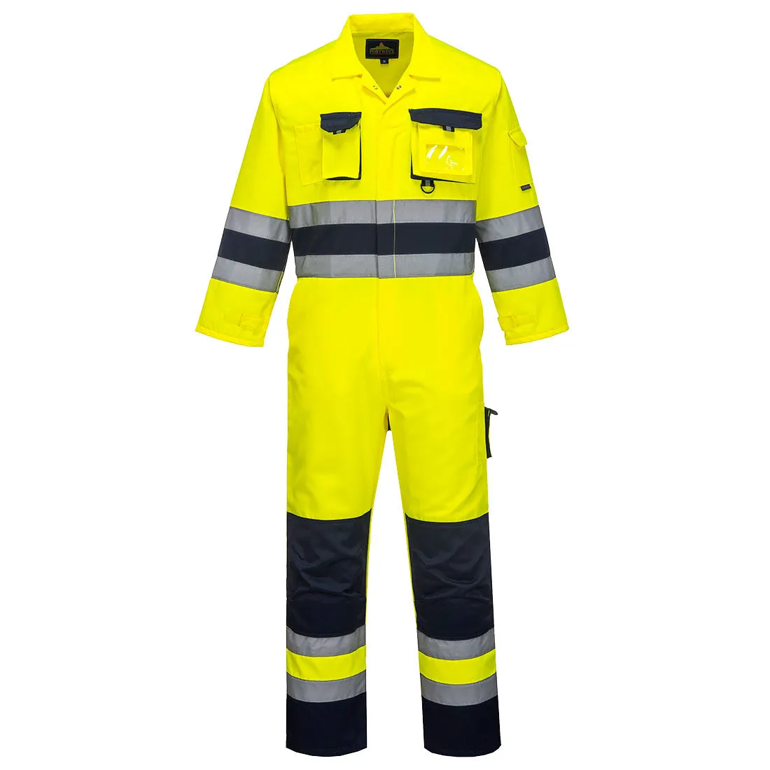 Nantes Hi-Vis TX55 Coverall - Durable Yellow/Navy Safety Gear for Professionals - Optimal Safety, Comfort & Storage