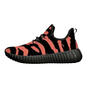 Neon Orange Tiger Stripes Yeezy Inspired Sneakers