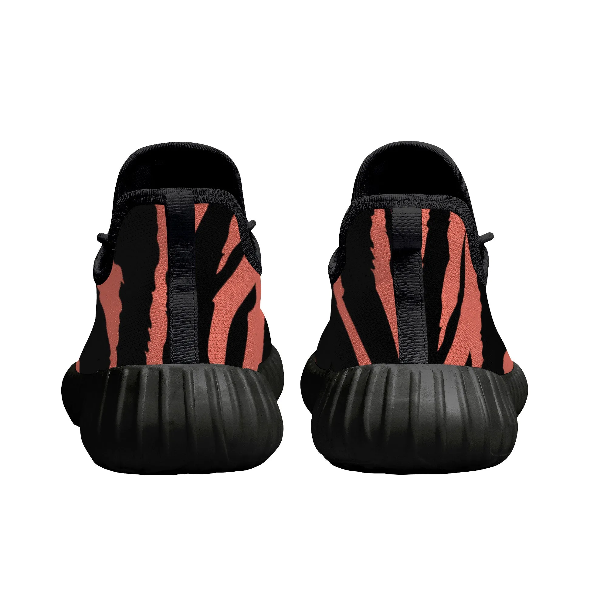 Neon Orange Tiger Stripes Yeezy Inspired Sneakers