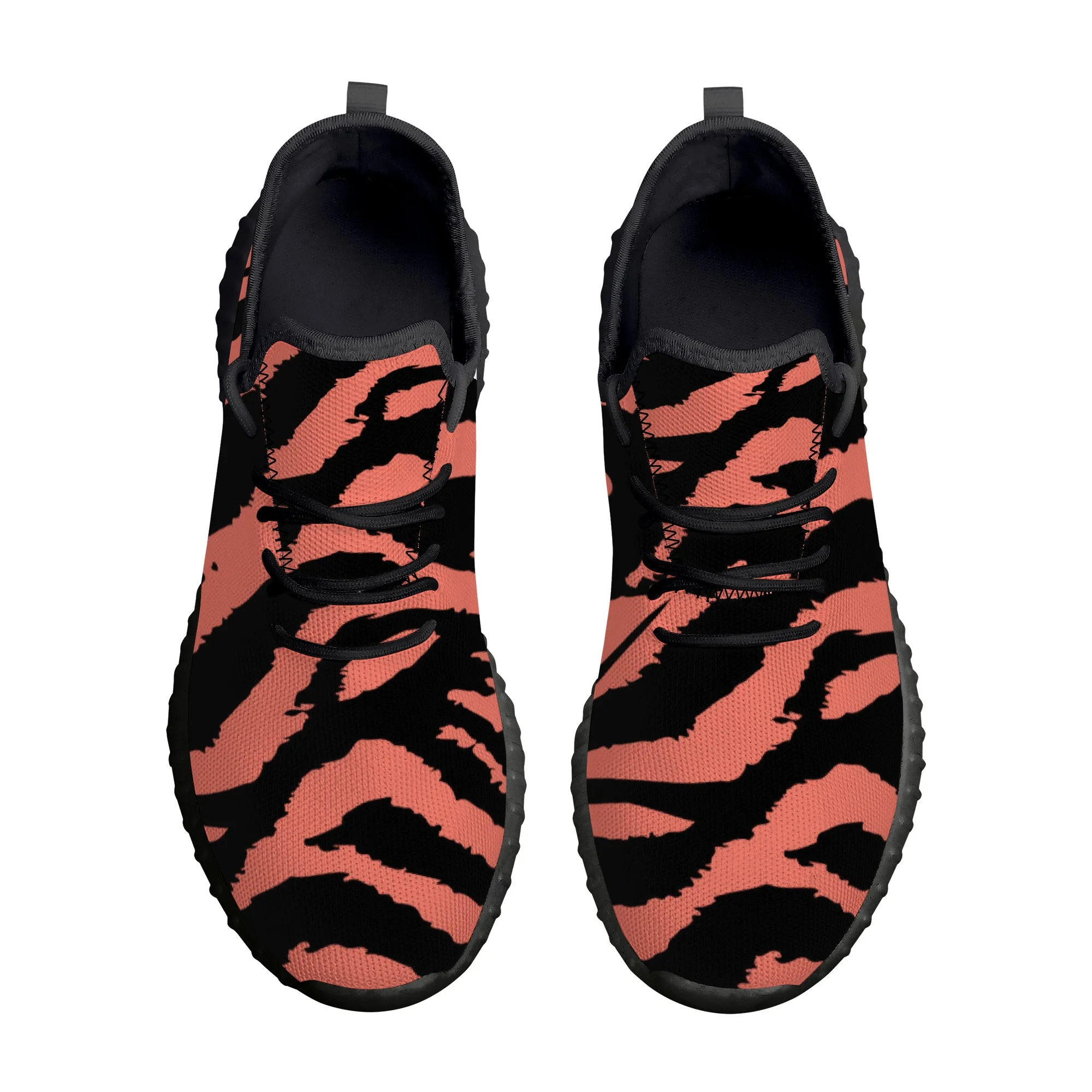 Neon Orange Tiger Stripes Yeezy Inspired Sneakers