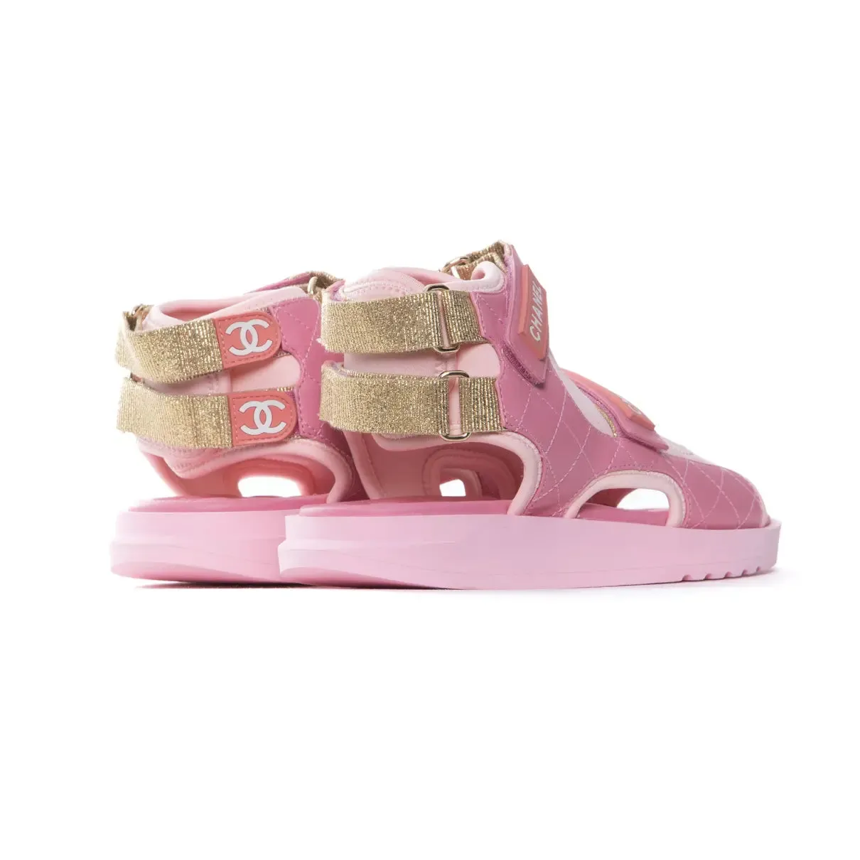 New Chanel pink gladiator sandals