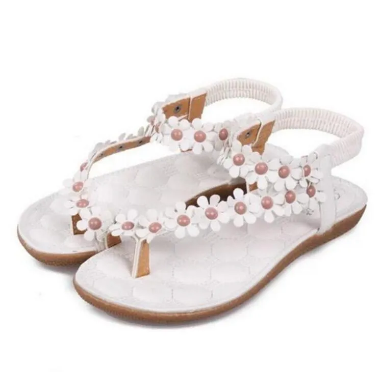 New Fashion Women Shoes Flats Sandals Female Girl Casual PU Leather Flower Floral Beach slides
