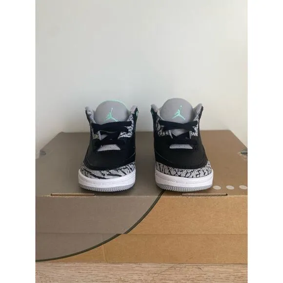 Nike Air Jordan 3 Retro Green Glow/Black Toddler Sneakers- SZ 5 C