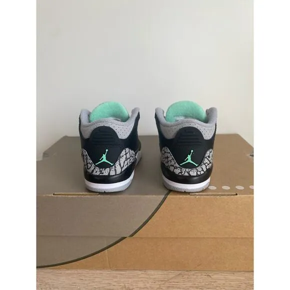 Nike Air Jordan 3 Retro Green Glow/Black Toddler Sneakers- SZ 5 C