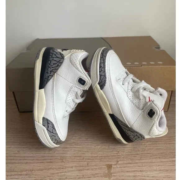 Nike Air Jordan 3 Retro White Cement Toddler Sneakers- SZ 8 C