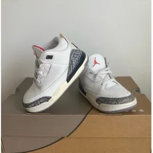 Nike Air Jordan 3 Retro White Cement Toddler Sneakers- SZ 8 C