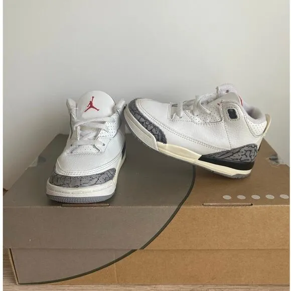 Nike Air Jordan 3 Retro White Cement Toddler Sneakers- SZ 8 C