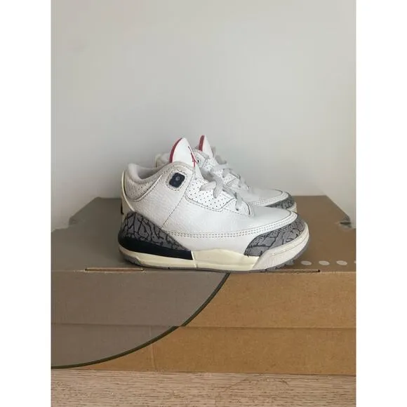 Nike Air Jordan 3 Retro White Cement Toddler Sneakers- SZ 8 C