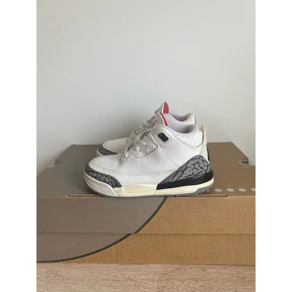 Nike Air Jordan 3 Retro White Cement Toddler Sneakers- SZ 8 C