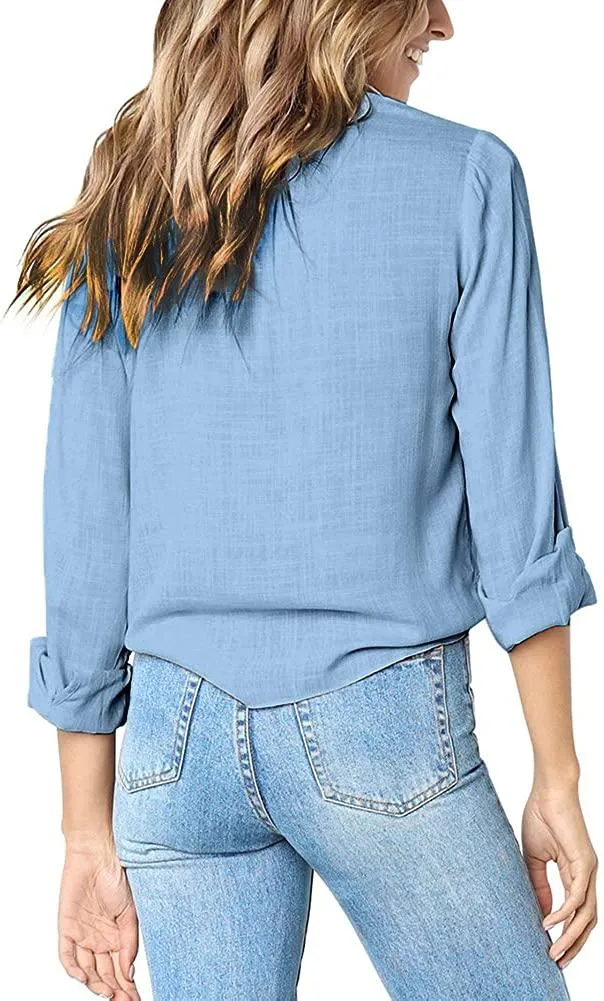 NXY Women's 3/4 Sleeve Button Down T Shirts Tops