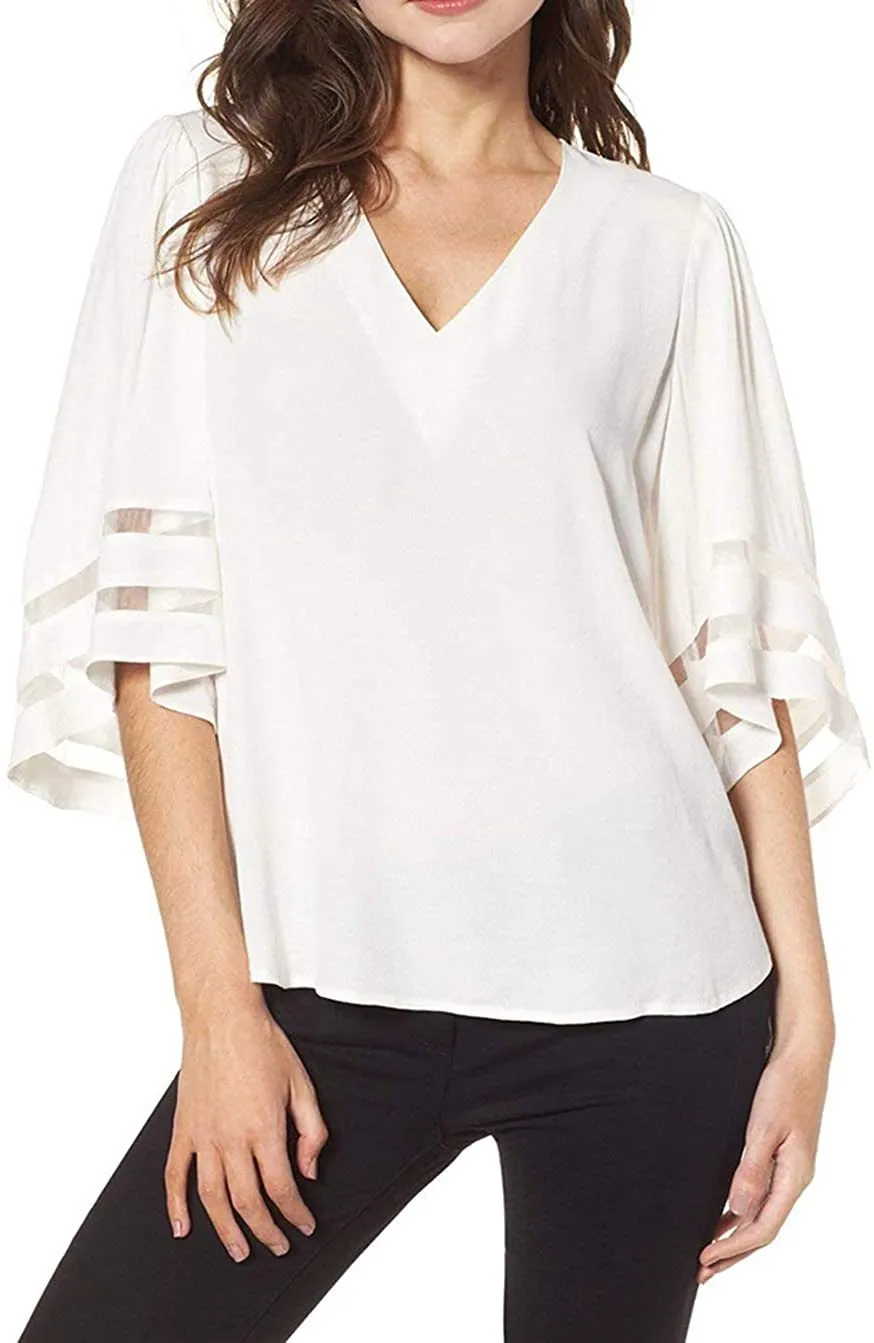NXY Women's 3/4 Sleeve Button Down T Shirts Tops