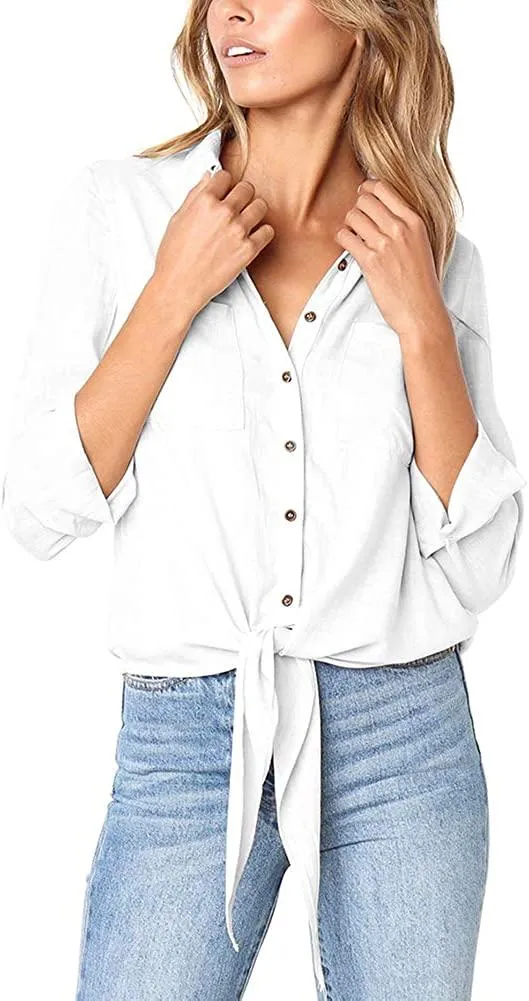NXY Women's 3/4 Sleeve Button Down T Shirts Tops