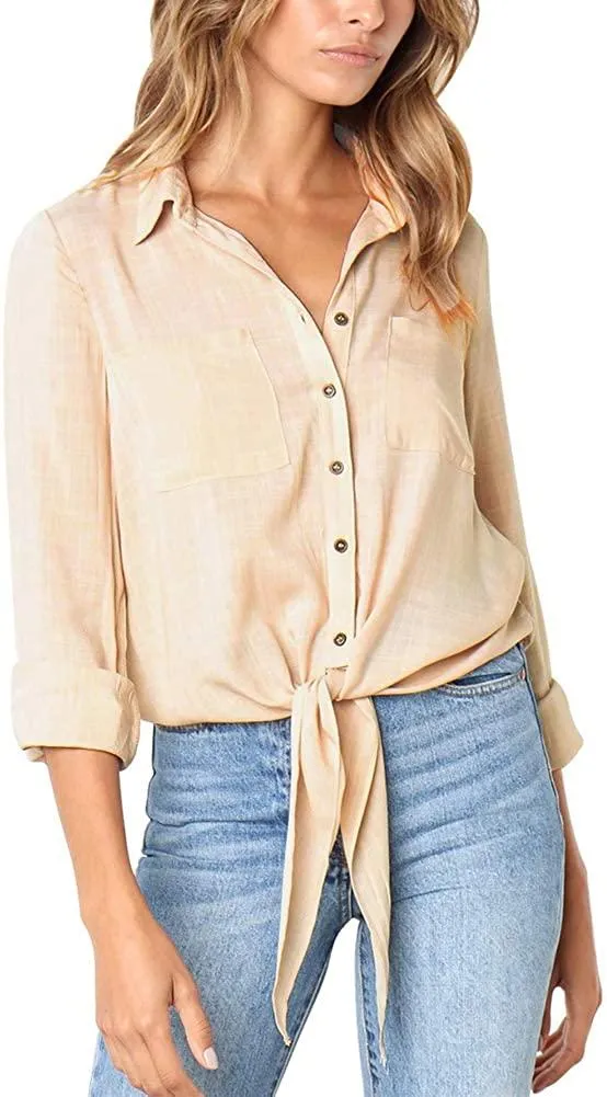 NXY Women's 3/4 Sleeve Button Down T Shirts Tops