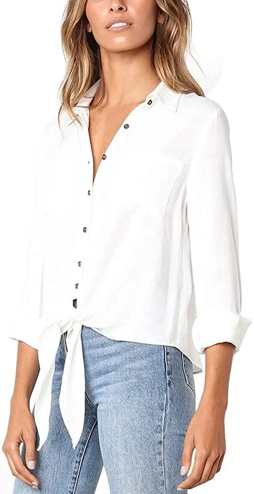 NXY Women's 3/4 Sleeve Button Down T Shirts Tops