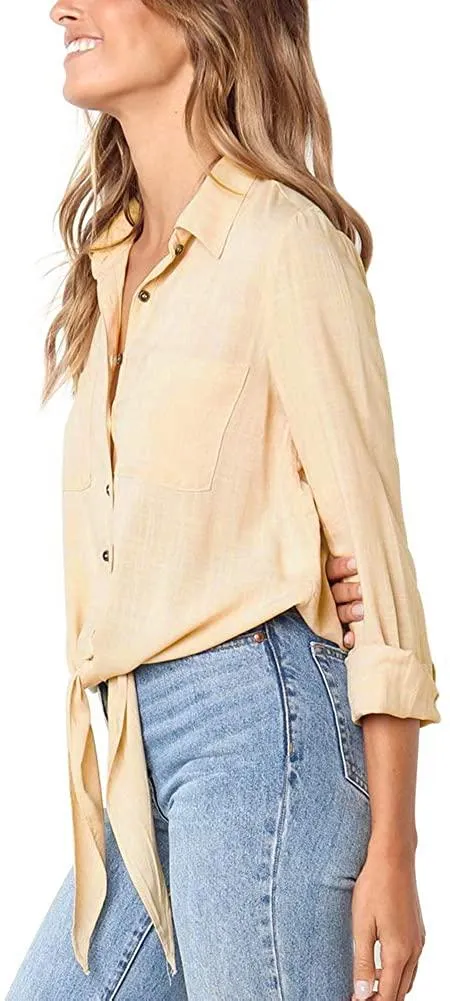 NXY Women's 3/4 Sleeve Button Down T Shirts Tops