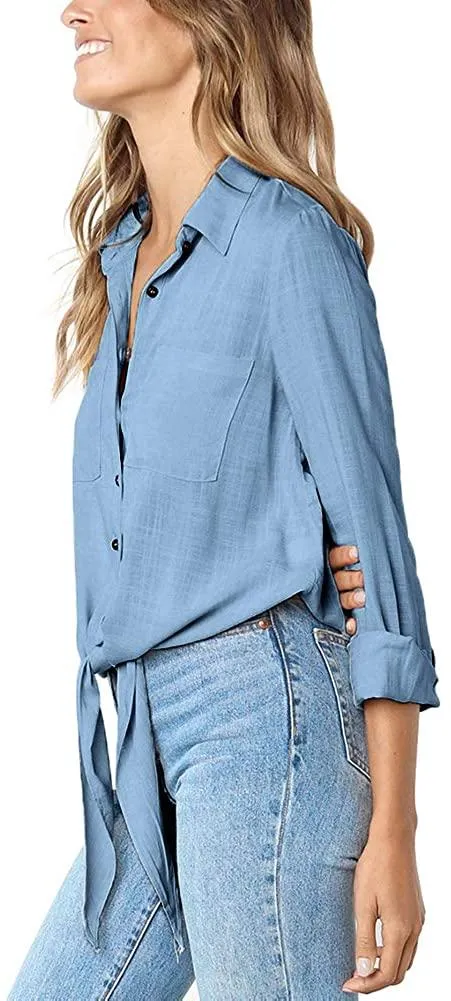NXY Women's 3/4 Sleeve Button Down T Shirts Tops
