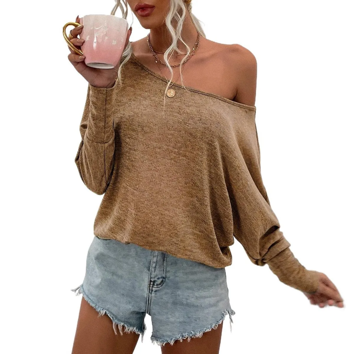 One Neck Loose Tops Wholesale Womens Clothing N3824110900024