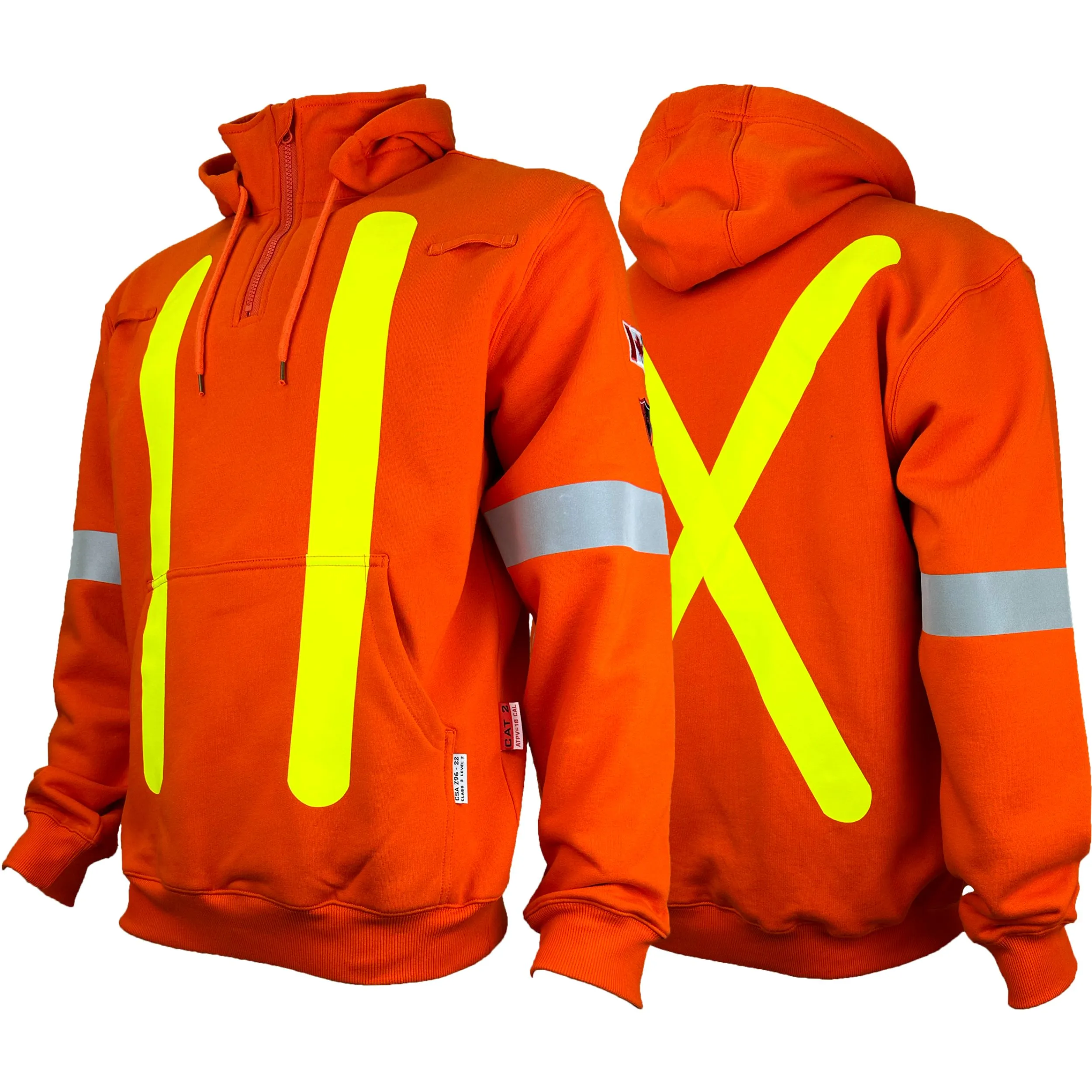 Orange Atlas Guardian® FR/AR OHSA Hi Vis Pull-Over Hoodie by Atlas Workwear - Style 501OR
