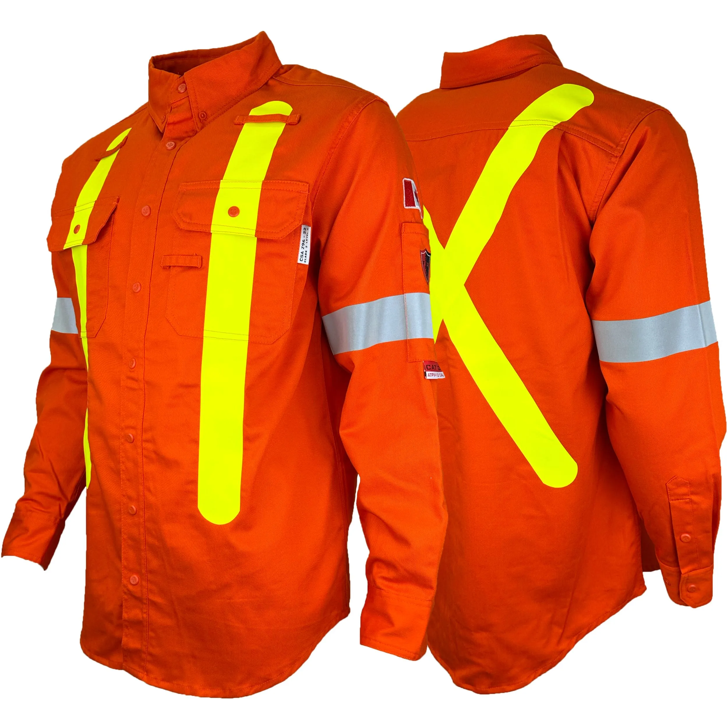 Orange Atlas Guardian® FR/AR OHSA Hi Vis Work Shirt by Atlas Workwear - Style 504OR