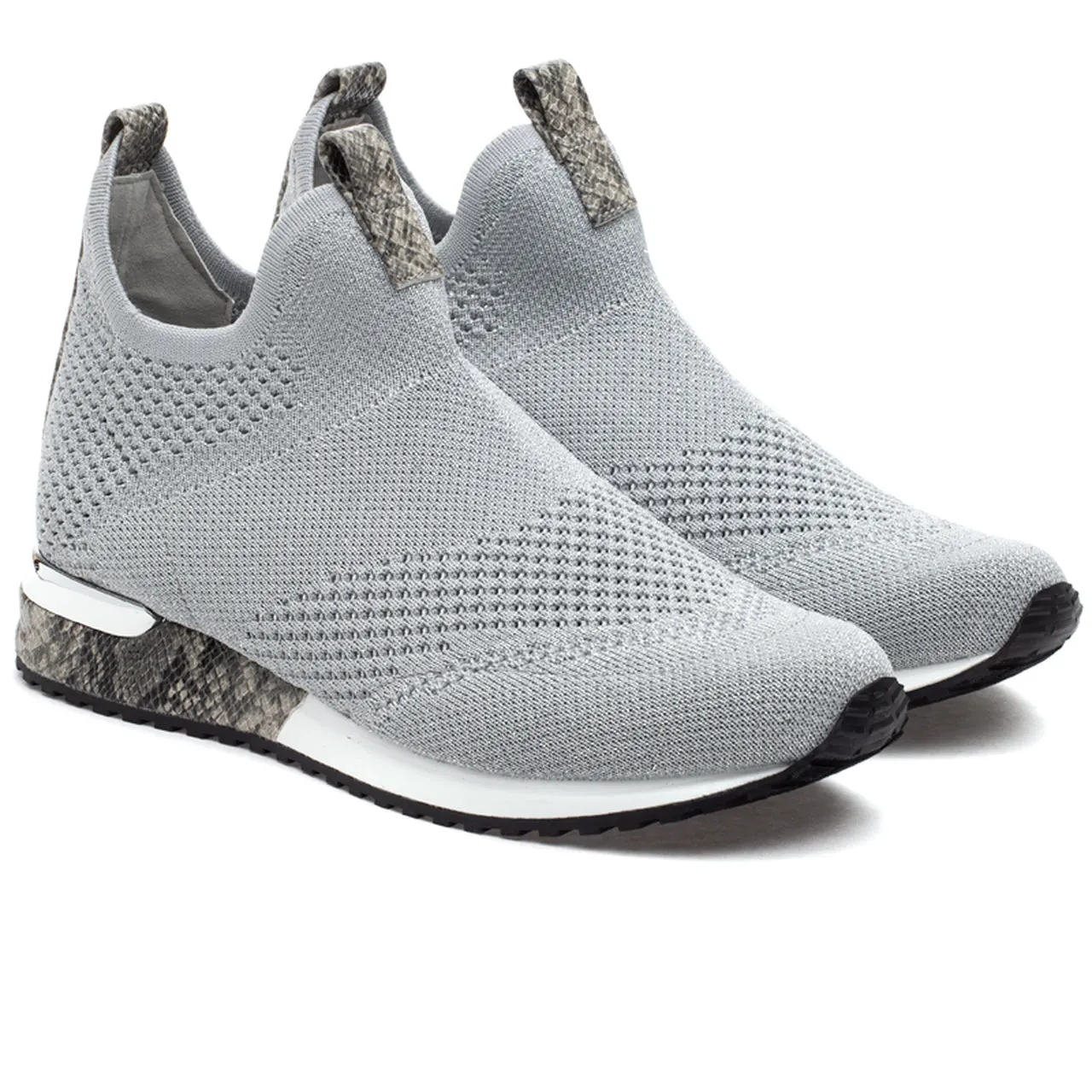 Orion silver knit slip-on sneakers