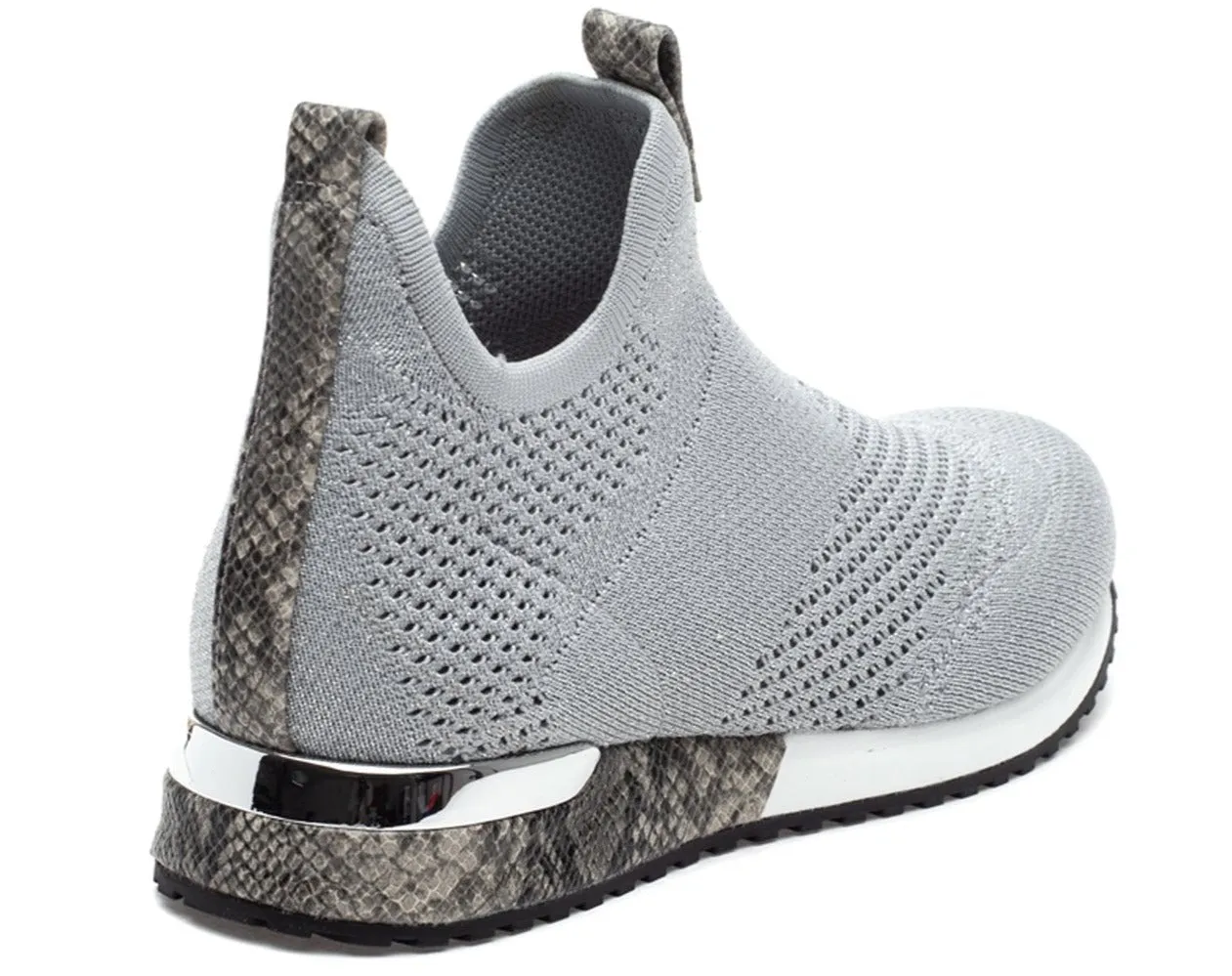 Orion silver knit slip-on sneakers