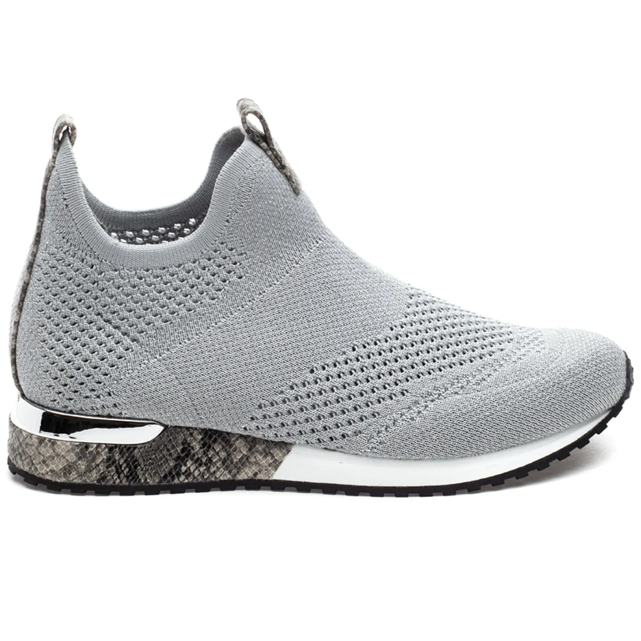 Orion silver knit slip-on sneakers