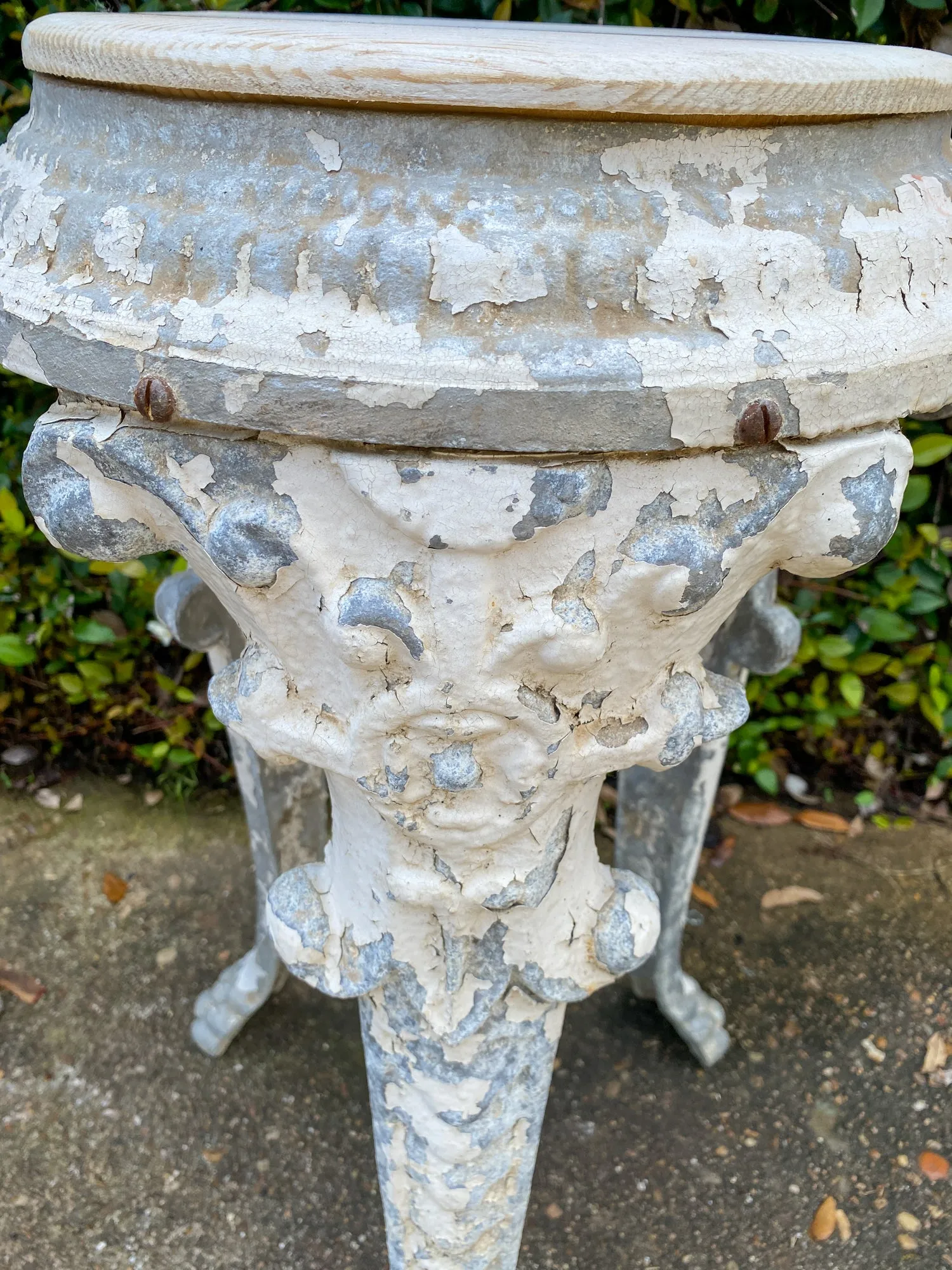 Pair of 1920s French Painted Zinc Pedestal Tables