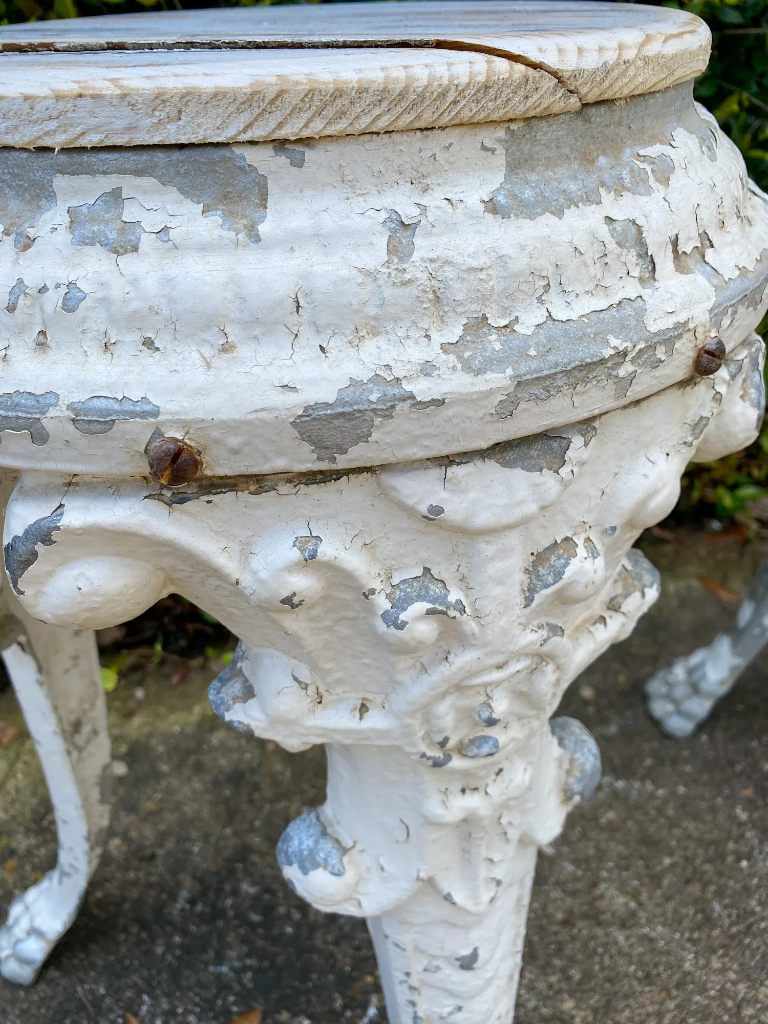 Pair of 1920s French Painted Zinc Pedestal Tables