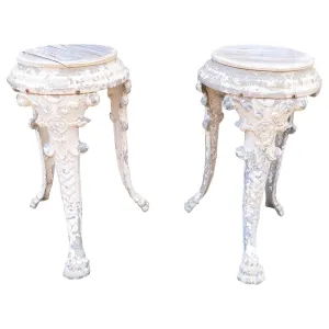 Pair of 1920s French Painted Zinc Pedestal Tables