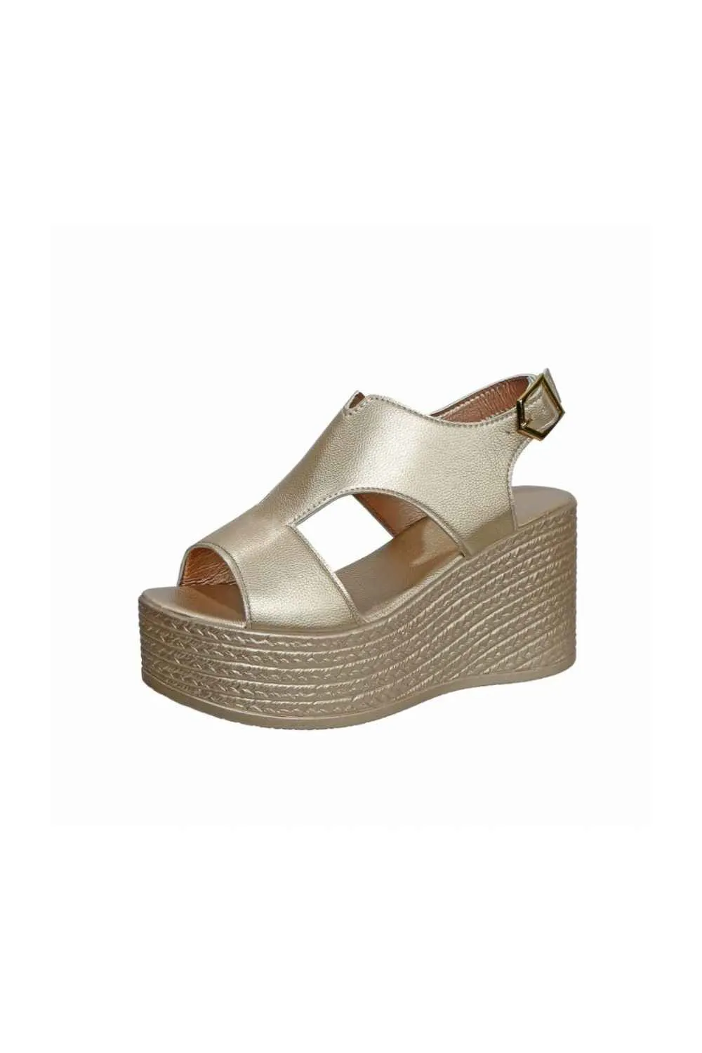 Peep Toe Wedge Sandals with Cut Out Design